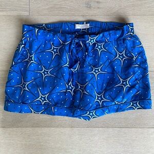 Equipment Blue and White Patterned Women Shorts